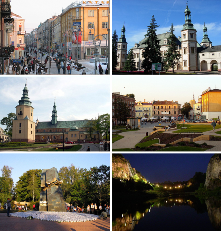 Widoki na Kielce - kolaż zdjęć miasta